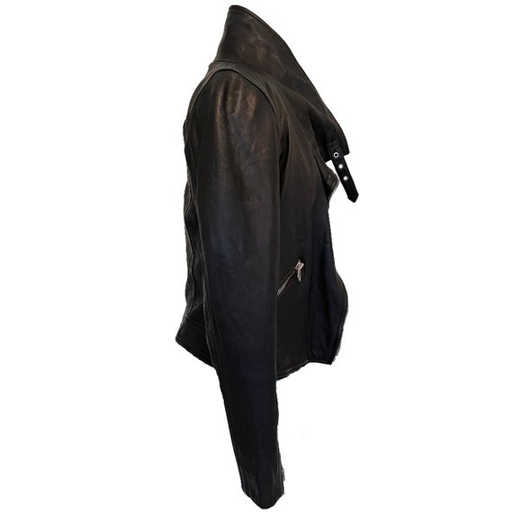 All Saints Lewin Leather Biker Jacket in Black, Size US 4 Small - Picture 4 of 16